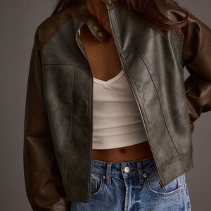 12th Tribe Bowery Color Block Moto Jacket Size MM